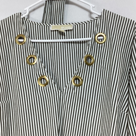 Michaels Black and White Striped Blouse - Picture 4 of 11